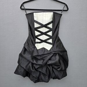 Jessica McClintock For Gunne Sax Black and White Strapless Bubble Hem Dress